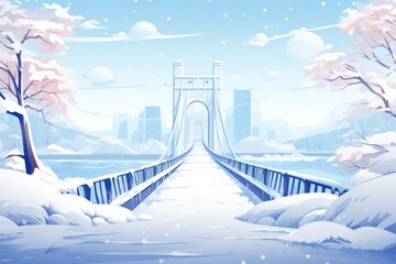 Wall Mural - Snowy Bridges - Generative AI