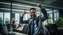 Businessman Shouting With Success In The Office