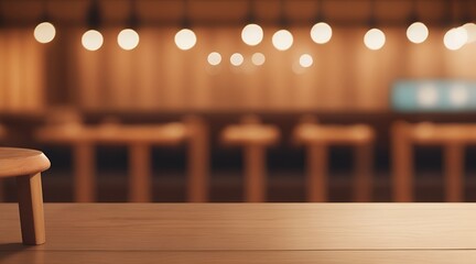 Wall Mural - Empty wooden table and blurred background