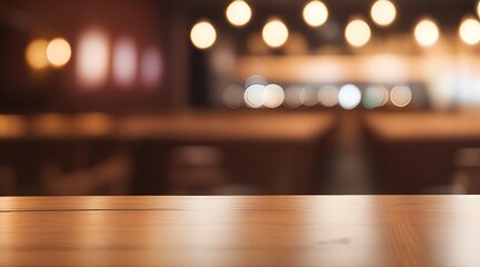 Wall Mural - Empty wooden table and blurred background