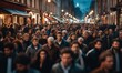 © useful pictures - Blurred Crowd of People On Street, unrecognizable crowded population as blur urban background, rush hour