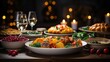 © David - Festive Feast. Christmas Dinner Table Overflowing with Delicious Dishes
