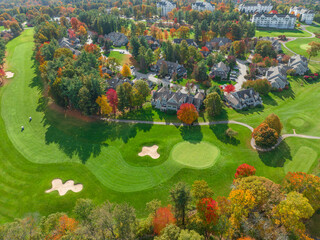 Wall Mural - aerial view of luxury residential community and golf course