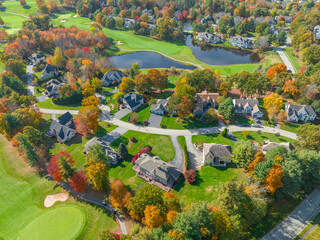Wall Mural - aerial view of luxury residential community and golf course