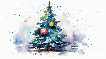 Wall Mural - a Christmas tree takes center stage against a pure white backdrop