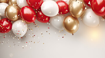 White holiday background with balloons