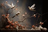 Fototapeta  - Winter Birds in Flight - Generative AI