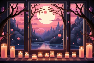 Canvas Print - Candlelit Windows - Generative AI