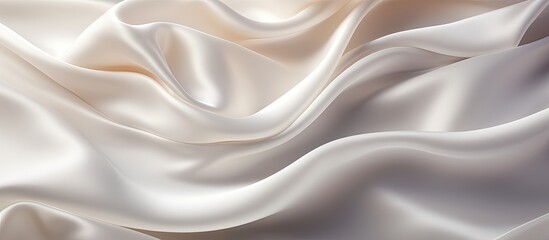 Wall Mural - The abstract waves of the white silk fabric create a beautiful and natural texture, enhancing the romantic and decorative appeal of the fashion piece with its captivating colors on this stunning satin