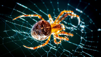 Macro Photo of a spider on web