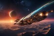 Stellar Voyager: A Sleek Spaceship in the Cosmos