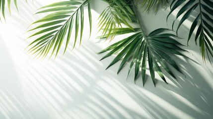 Aufkleber - Shadow of tropical leaves on light background
