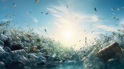 Poster - plastic bottles recycle background concept