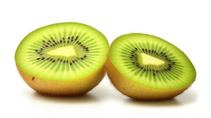 Canvas Print - Kiwi fruit two slice isolated on white background. Clipping Path. Full depth of field.