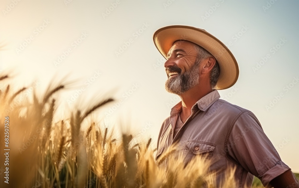 A farmer is inspecting his fields Stock Photo | Adobe Stock
