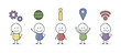 Business icons with funny stickman. Vector