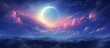 As the evening unfolds, the moon rises gracefully against the backdrop of an enchanting night sky, painting a breathtaking landscape with wisps of clouds, captivating nature's beauty in its celestial