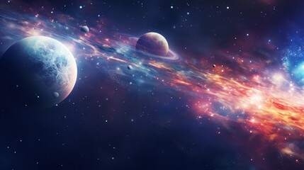 Wall Mural - An image of planets and stars in space, AI