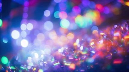 Canvas Print - Colorful lights in a blurry photo of an abstract background, AI