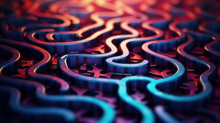 Sticker - A 3d image of a maze with many different colors, AI