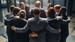 a team of office workers in suits hugging each other. teamwork. ai generative