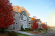 New homes in a neighorhood near downtown in Raleigh NC with Fall foliage