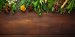 medicinal herbs on wooden background. ai generative