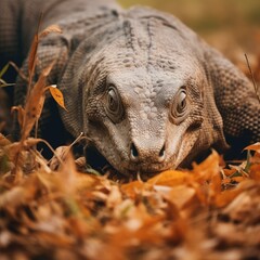 Wall Mural - Komodo dragon hidden predator photography grass national geographic style documentary wallpaper