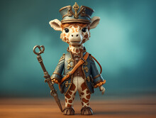 A Cute 3D Giraffe Dressed Up As A Pirate