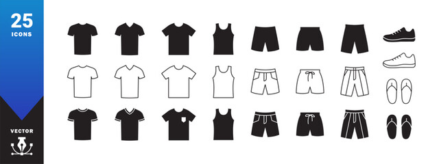 Wall Mural - Clothes icons set. T-shirt icons. Menswear icons. Vector scalable graphics