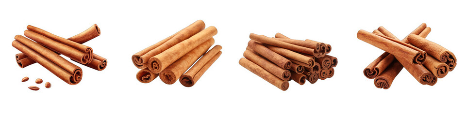 Wall Mural - Cinnamon sticks Hyperrealistic Highly Detailed Isolated On Transparent Background Png File