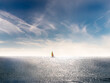 Beautiful catamaran on the sea in the sunlight - copy space