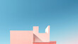 © Tam - Abstract minimalist pink architecture on a blue sky background