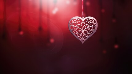 Wall Mural - heart ornament on a dark red background.