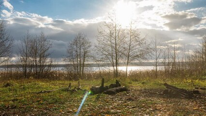 Wall Mural - autumn timelapse with camera movement on Lake Baikal
