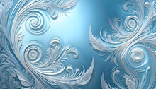 Winter Frosty Patterns, Pale Blue Winter Blizzard Background For Design, Christmas Theme,