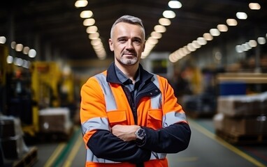 Portrait of man factory worker