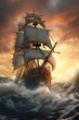 © Cary - large sailboat sailing ocean sunset flying dutchman storms restoration early carnal wet traveling time defiant swift passages