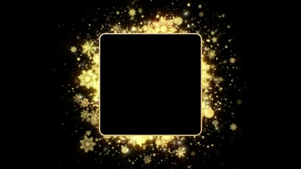 Wall Mural - looped animated elegant christmas background of a black square with copy space and golden sparkling 