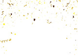 Fototapeta  - Celebration background template with confetti gold ribbons