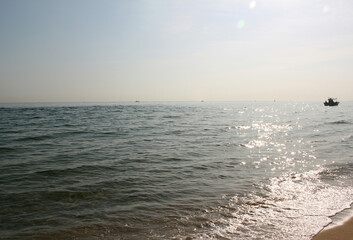 Wall Mural - Wave of blue sea on beach in south korea at east sea