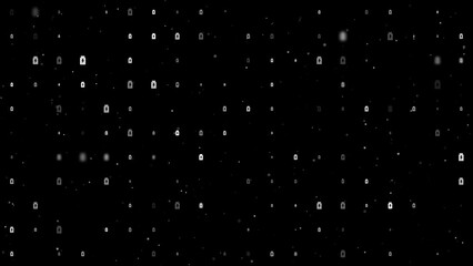 Wall Mural - Template animation of evenly spaced power jar symbols of different sizes and opacity. Animation of transparency and size. Seamless looped 4k animation on black background with stars