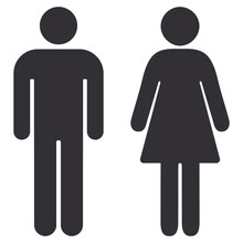 Vector Man And Woman Restroom Sign Isolated On White Background.