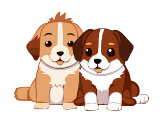 Wall Mural - Two cute puppies. Vector illustration