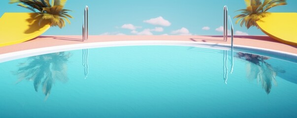 Wall Mural - Swimming pool. Summer vacation concept. 3d rendering, Generative AI 