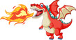 Dragon Cartoon Character Breathing Fire in Vector Style