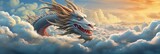 Fototapeta  - Unleash the legend - a majestic dragon soaring high amongst the clouds, a powerful embodiment of myth and fantasy!
