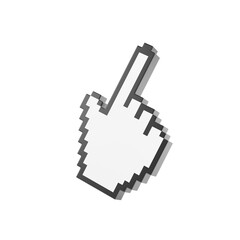 Hand cursor clicking isolated on white background. 3d illustration.