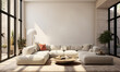 Spacious Living Room with Modular Sofa and Statement Lighting