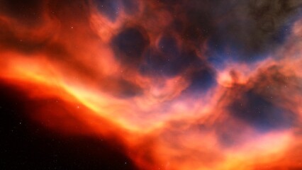 nebula gas cloud in deep outer space, science fiction illustration, colorful space background with stars 3d render
